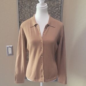 INC International Concepts Camel Button-Down Sweater